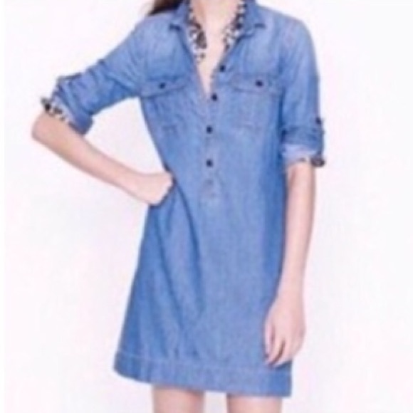 J. Crew Dresses & Skirts - J. Crew Denim Chambray Popover Mini Shirtdress